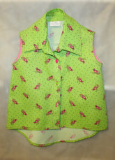 Girls Lime Green Lobster Button Down